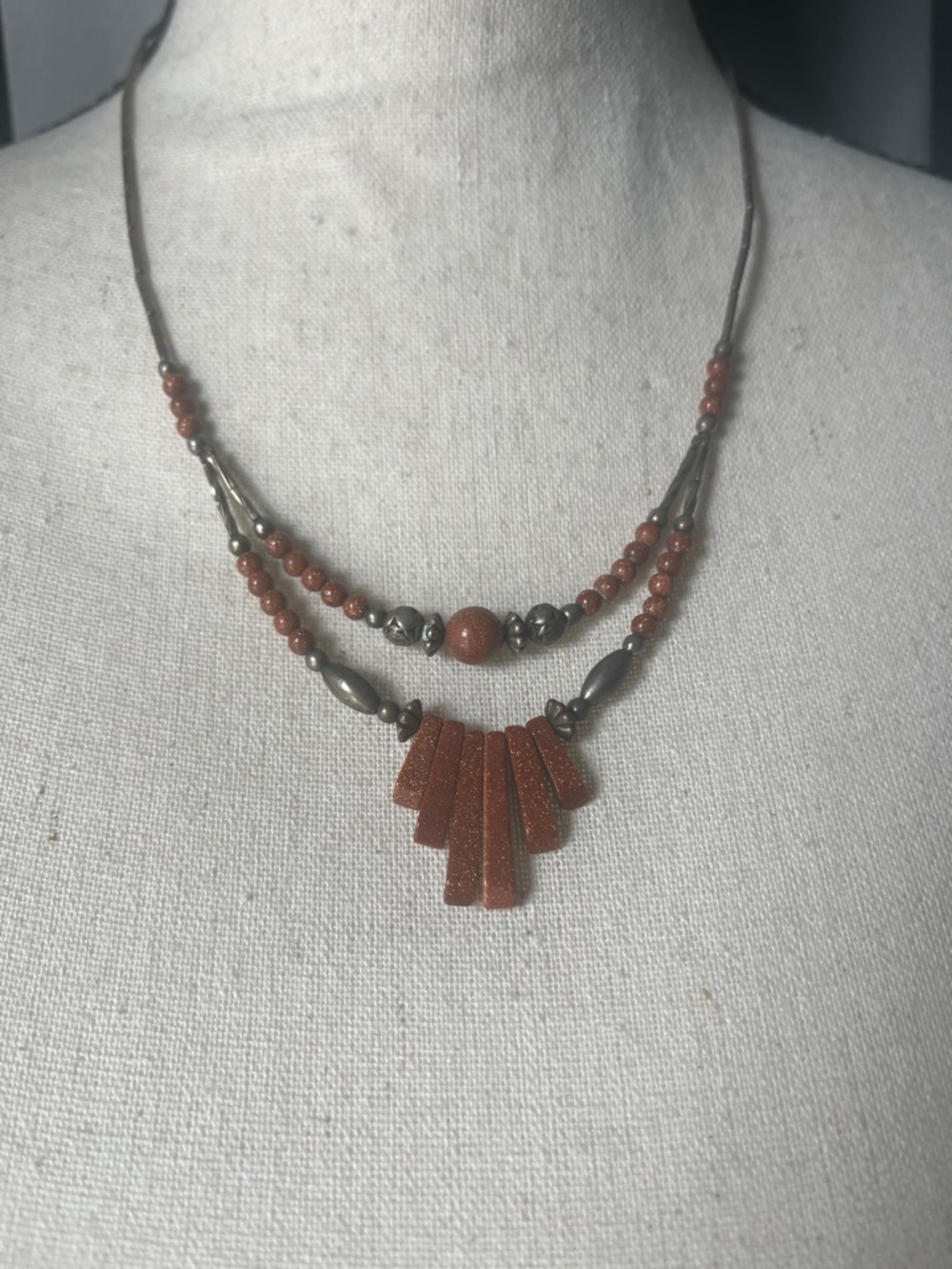 Sterling silver Red Jasper Bead Statement Necklace - Women Jewelry